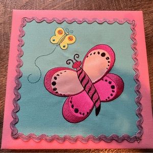 Butterfly insect fabric framed wall hanging art box kids room like NEW 9x9